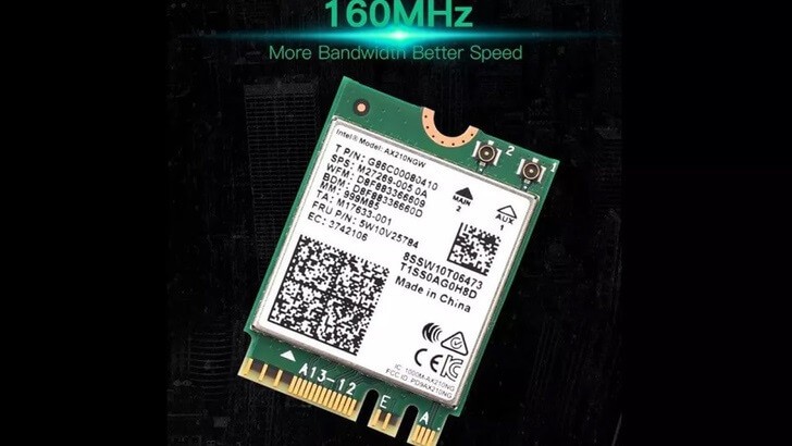 Intel Wi-Fi 6E AX210 card wireless M.2